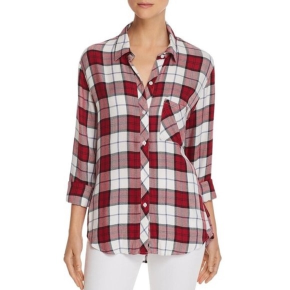 Rails Tops - RAILS Hunter Sangria Red Navy White Plaid Button Down Long Sleeve Shirt Large
